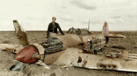 color Hans-Joachim Marseille with Hawker Hurricane MkIIB of 274. Squadron RAF, North Afrika - 30.3.42 (coloured)
